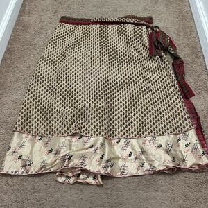 Kariza Satin Wrap Midi Skirt One Size Fits Most Tiered